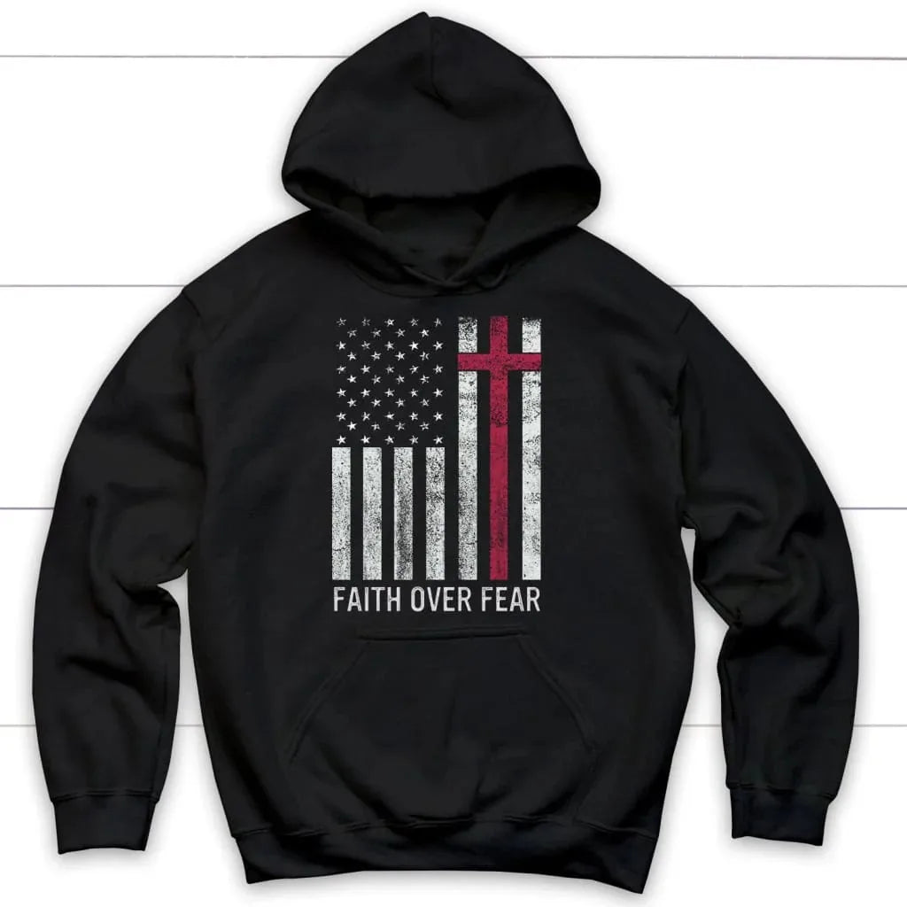 Faith Over Fear USA Flag Christ Hoodie Men's and Women's Long Sleeve Sweatshirt Pullover Tops Sportswear Streetwear Men Clothing
