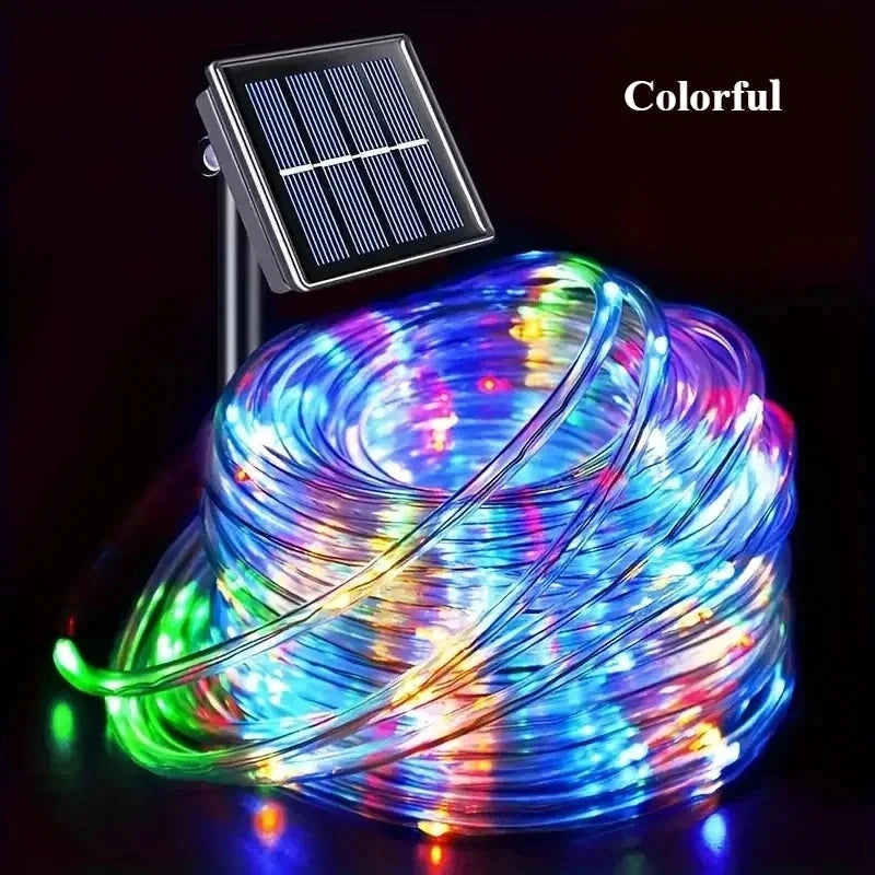 LED Solar String Lights Garden Waterproof Tube Rope Lamp Christmas Garland Fairy Lights For Outdoor Holiday Decoration Lighting