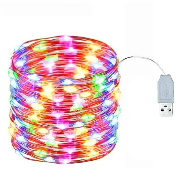 USB LED String Lights Copper Silver Wire Garland Light Waterproof LED Fairy Lights For Christmas Wedding Outdoor Decoration