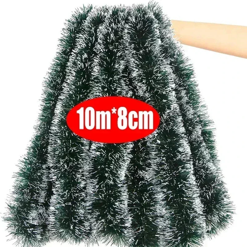 2M Wholesale Christmas Ribbon Garland Green Cane Tinsel Ribbons Xmas Tree Hanging Pendent Wreath Ornaments Home Party Supplies
