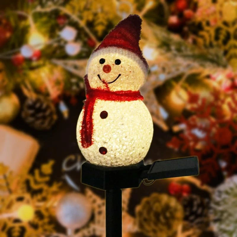 LED Snowman Solar Garden Light Outdoor Ground Stake Light Solar Powered Xmas Pathway Lights for Christmas Lawn Yard Decoration