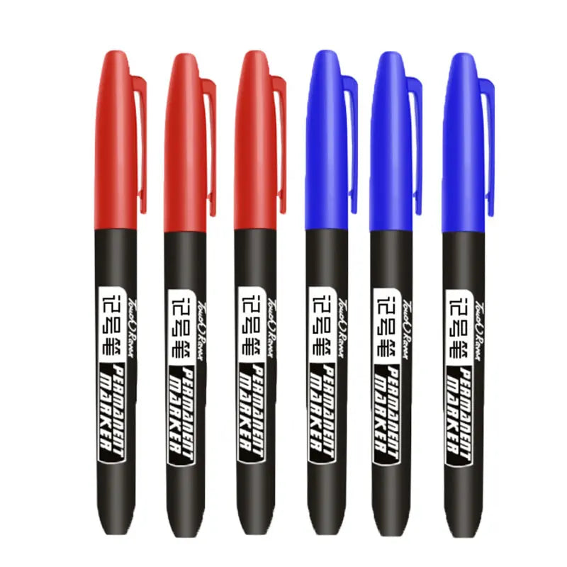 6-20PCs/Set PermanentMarker Pen Fine Point Waterproof Markers Thin Nib Crude Nib Black Blue Red Ink 1.5mm Fine Color Marker Pens