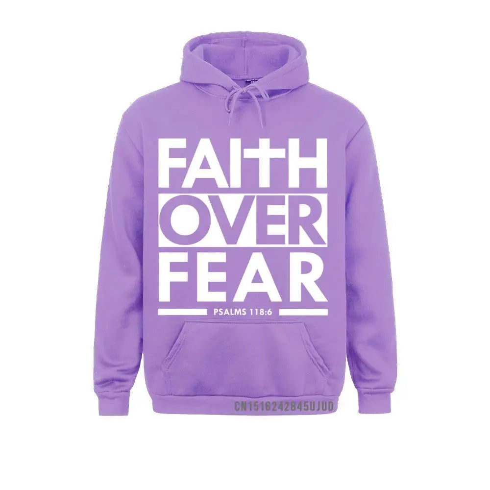 Faith Over Fear Bible Scripture Verse Christian Pullover Hoodie Hoodies High Street Long Sleeve Men Sweatshirts Winter Hoods