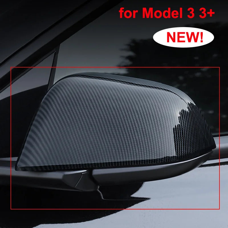 Carbon Fiber Car Rearview Mirror Cover For Tesla Model 3 Highland ABS Rear View Mirror Decorative Shell Auto Exterior Accessorie