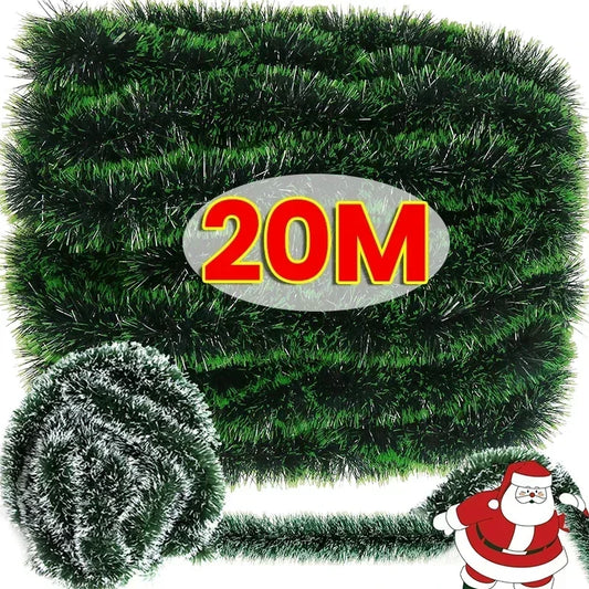 2M Wholesale Christmas Ribbon Garland Green Cane Tinsel Ribbons Xmas Tree Hanging Pendent Wreath Ornaments Home Party Supplies