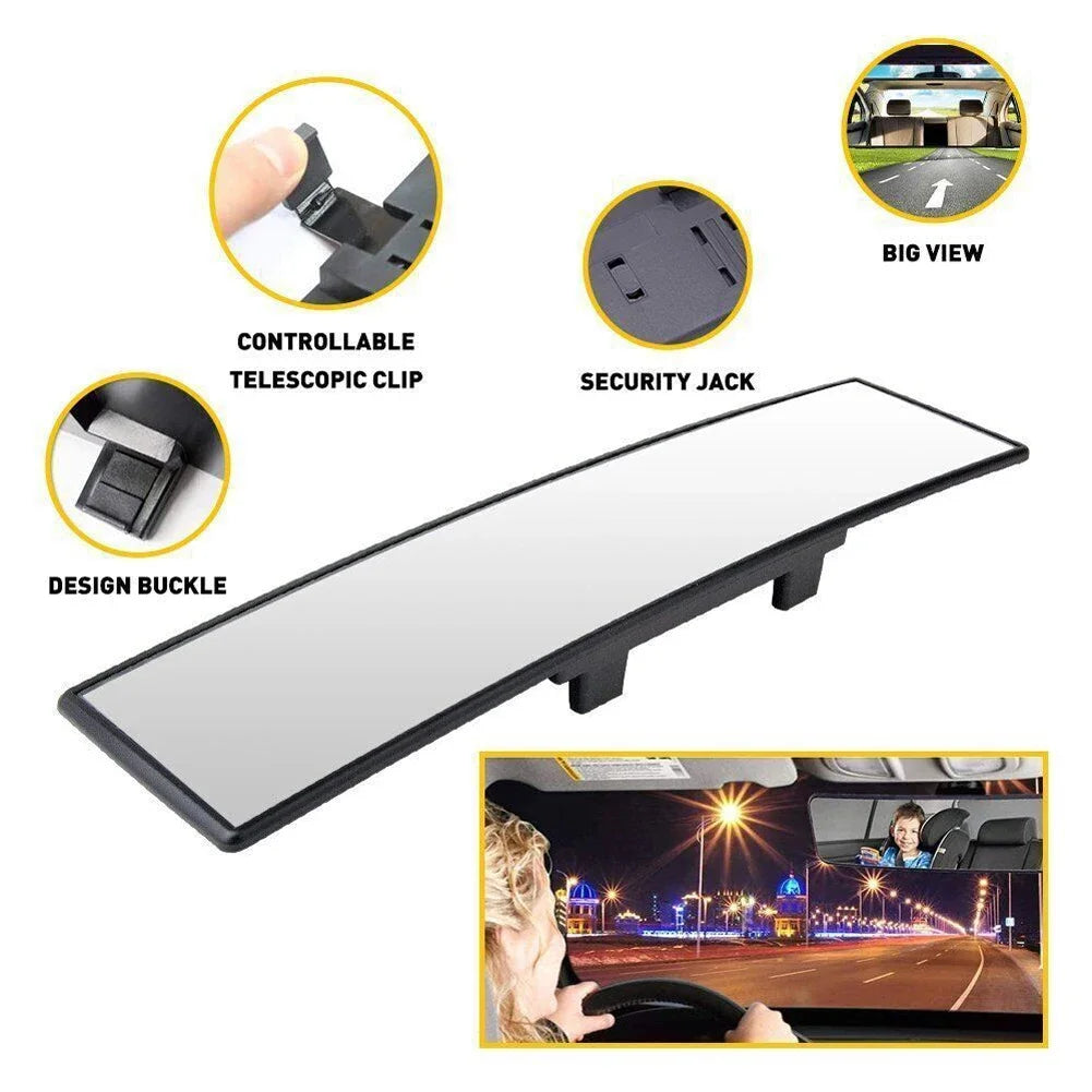 285MM Wide Convex Interior Clip On Rear View Clear Mirror Universal Anti Glare Anti-fog Panoramic Rear View Mirror Curved Mirror