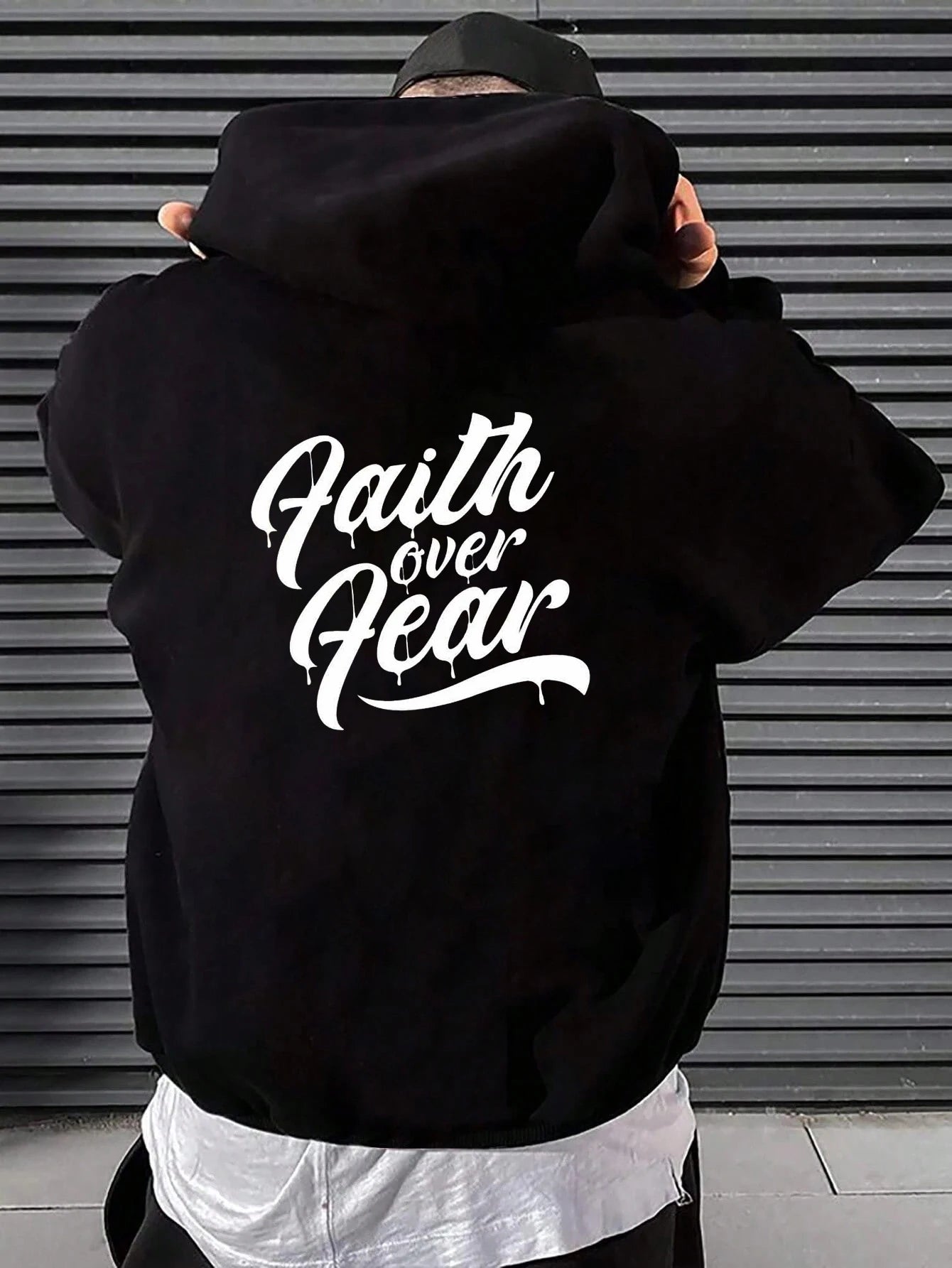 Faith Over Fear Hoodie with Pockets - Soft and Comfortable Clothing, Inspirational Print Sweatshirt