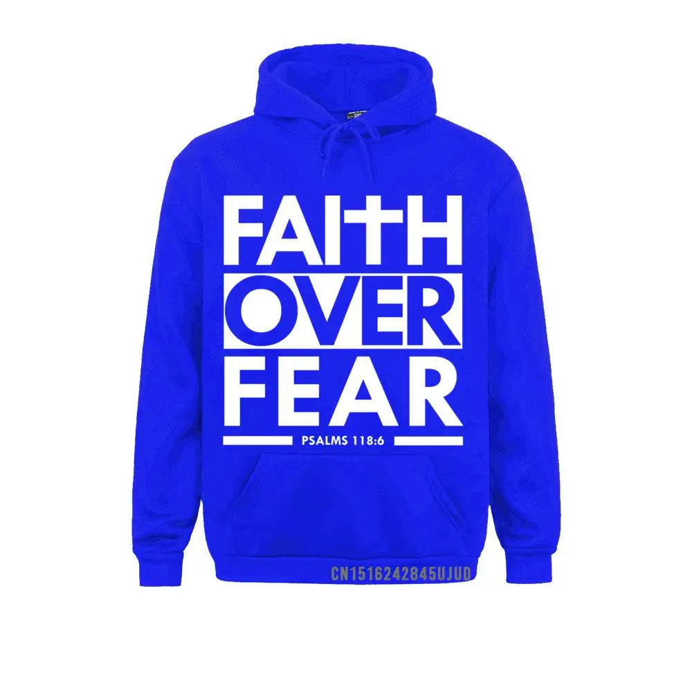 Faith Over Fear Bible Scripture Verse Christian Pullover Hoodie Hoodies High Street Long Sleeve Men Sweatshirts Winter Hoods