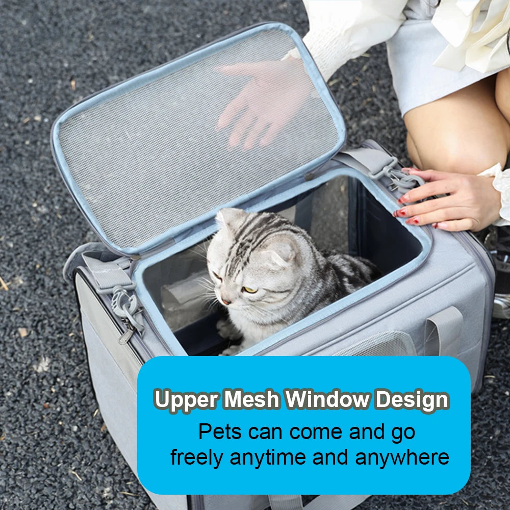 Pet Trolley Bag Detachable Rolling Carrier for Small Dogs Cats Portable Pet Travel Carrier with Telescopic Handle and Shoulder