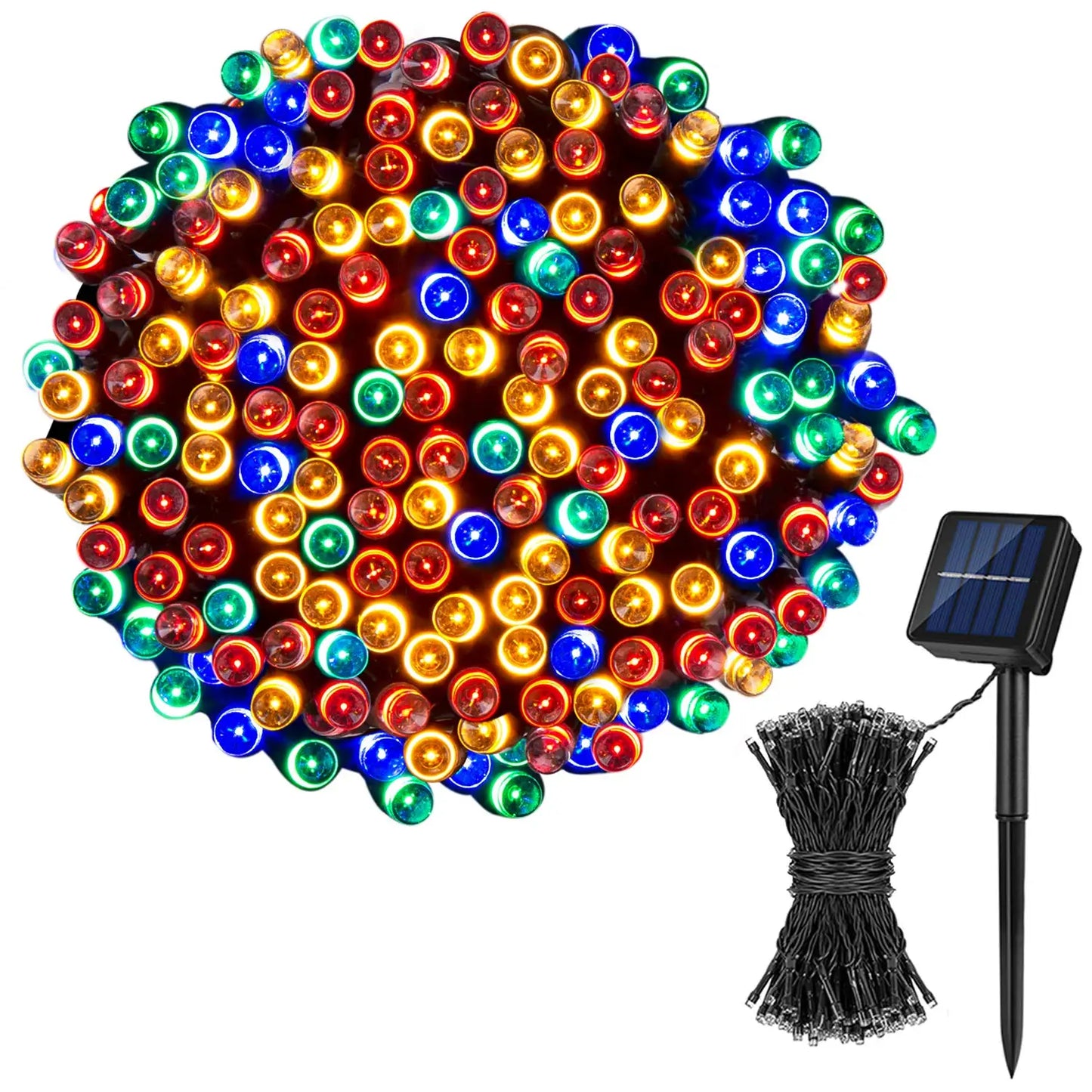 LED Plastic Leath Solar Powered Outdoor Fairy Lights IP65 Waterproof 8 Lighting Modes for Christmas Wedding Decoration