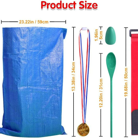 Classic Races Set for Kids: Sack Bags, Three-Legged Bands, and Wooden Egg & Spoon for Sensory Integration Training