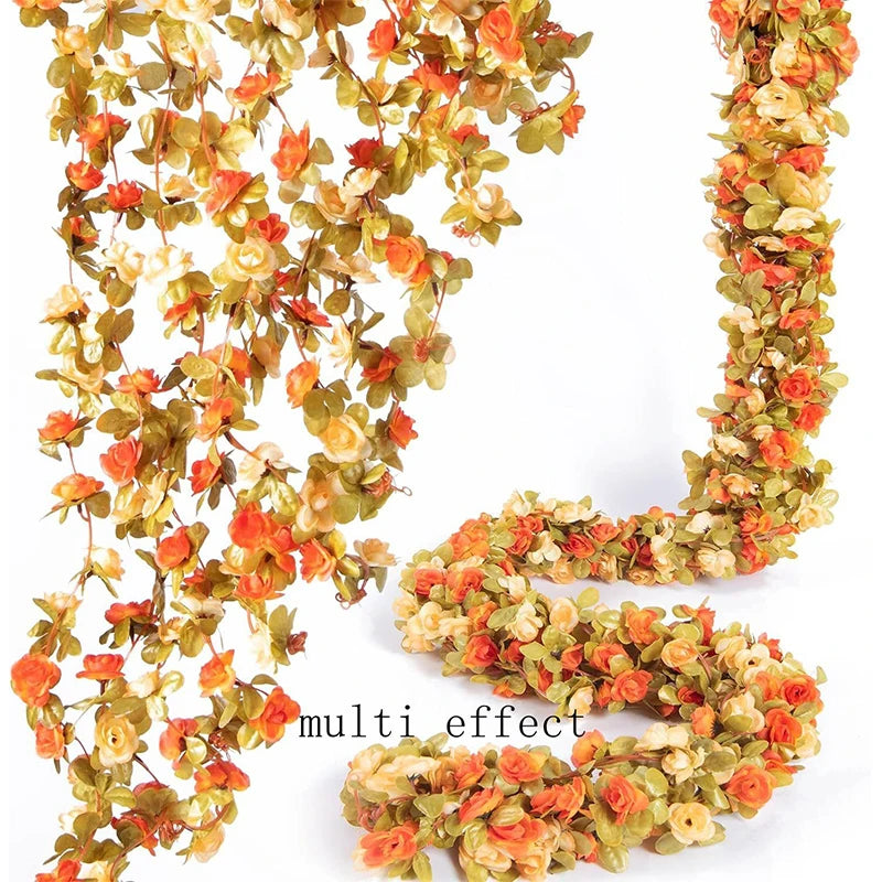 250CM Artificial Rose Flowers for Wedding Home Room Decoration Autumn Garden Outdoor Arch Christmas Rattan DIY Fake Plants Vine