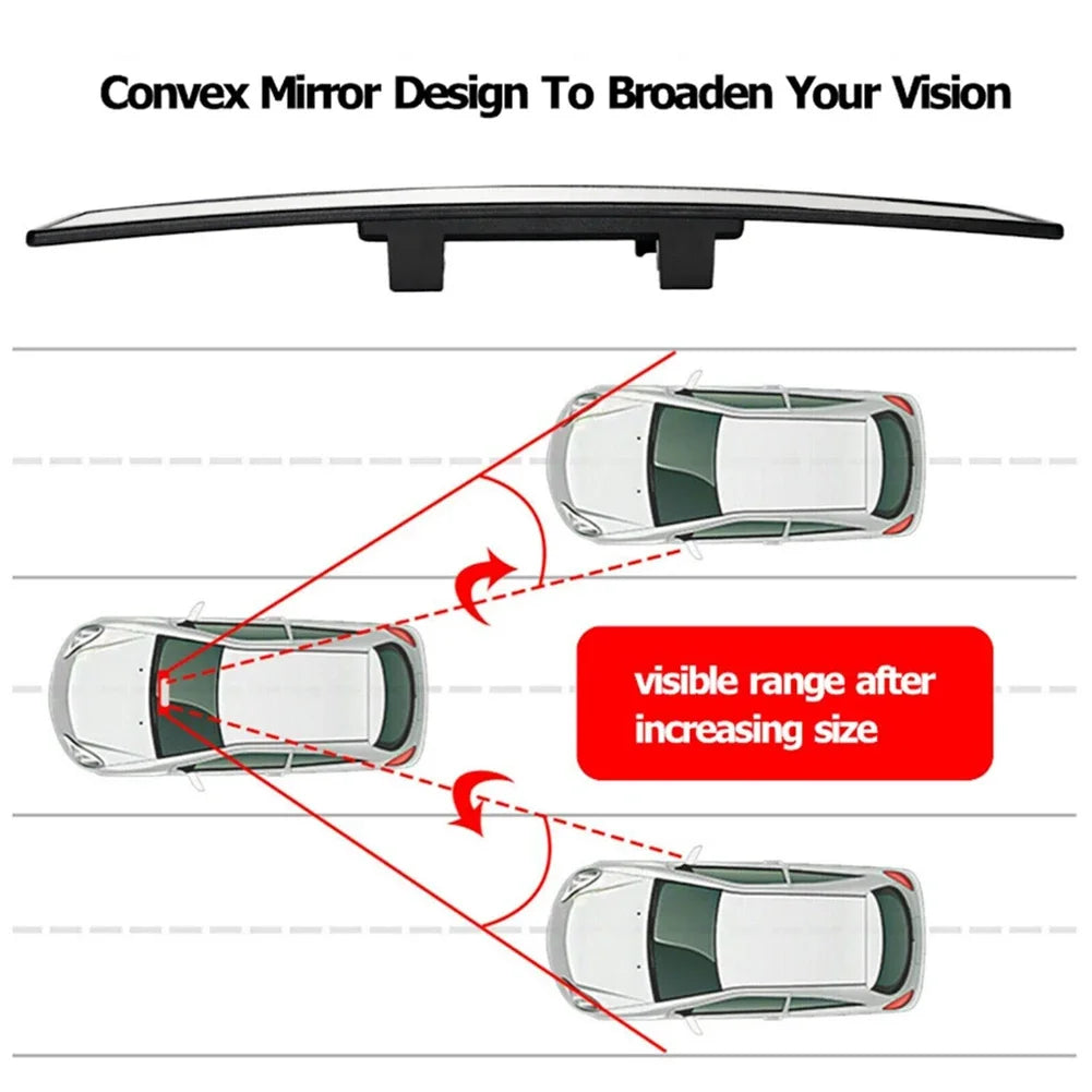 285MM Wide Convex Interior Clip On Rear View Clear Mirror Universal Anti Glare Anti-fog Panoramic Rear View Mirror Curved Mirror
