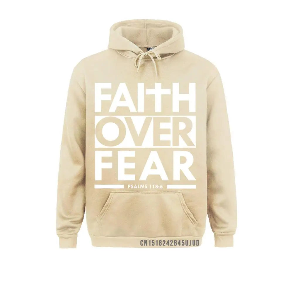 Faith Over Fear Bible Scripture Verse Christian Pullover Hoodie Hoodies High Street Long Sleeve Men Sweatshirts Winter Hoods