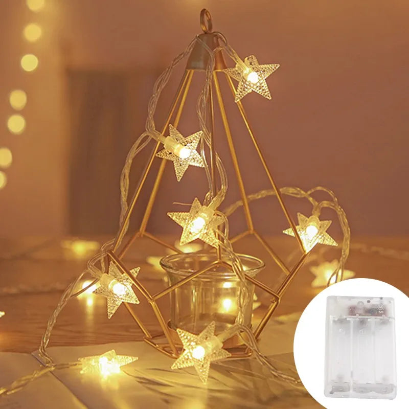 LED Star Fairy Lights Outdoor Chain Lights Garland Bulb String Lights Party Home Wedding Terrace Garden Christmas Decoration