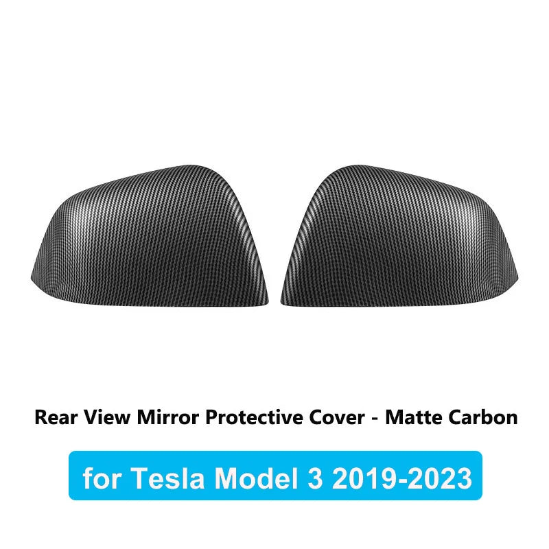 Carbon Fiber Car Rearview Mirror Cover For Tesla Model 3 Highland ABS Rear View Mirror Decorative Shell Auto Exterior Accessorie