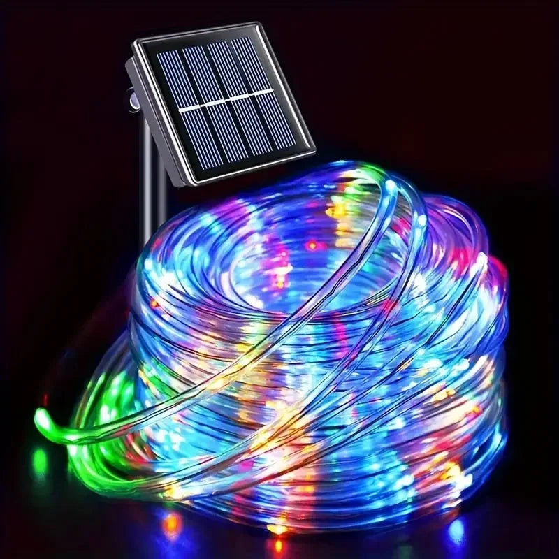 LED Solar String Lights Garden Waterproof Tube Rope Lamp Christmas Garland Fairy Lights For Outdoor Holiday Decoration Lighting