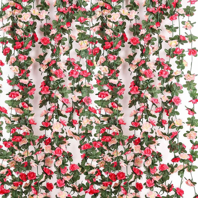 250CM Artificial Rose Flowers for Wedding Home Room Decoration Autumn Garden Outdoor Arch Christmas Rattan DIY Fake Plants Vine