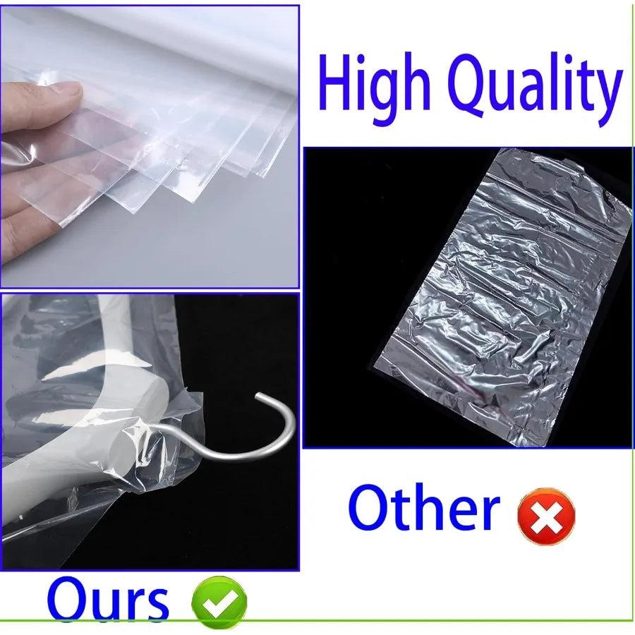 15 Pack 24 x 60 In Clear Plastic Clothes Covers for Dry Cleaning Hanging Garment Storage Bags with DustProof Protection Ideal f