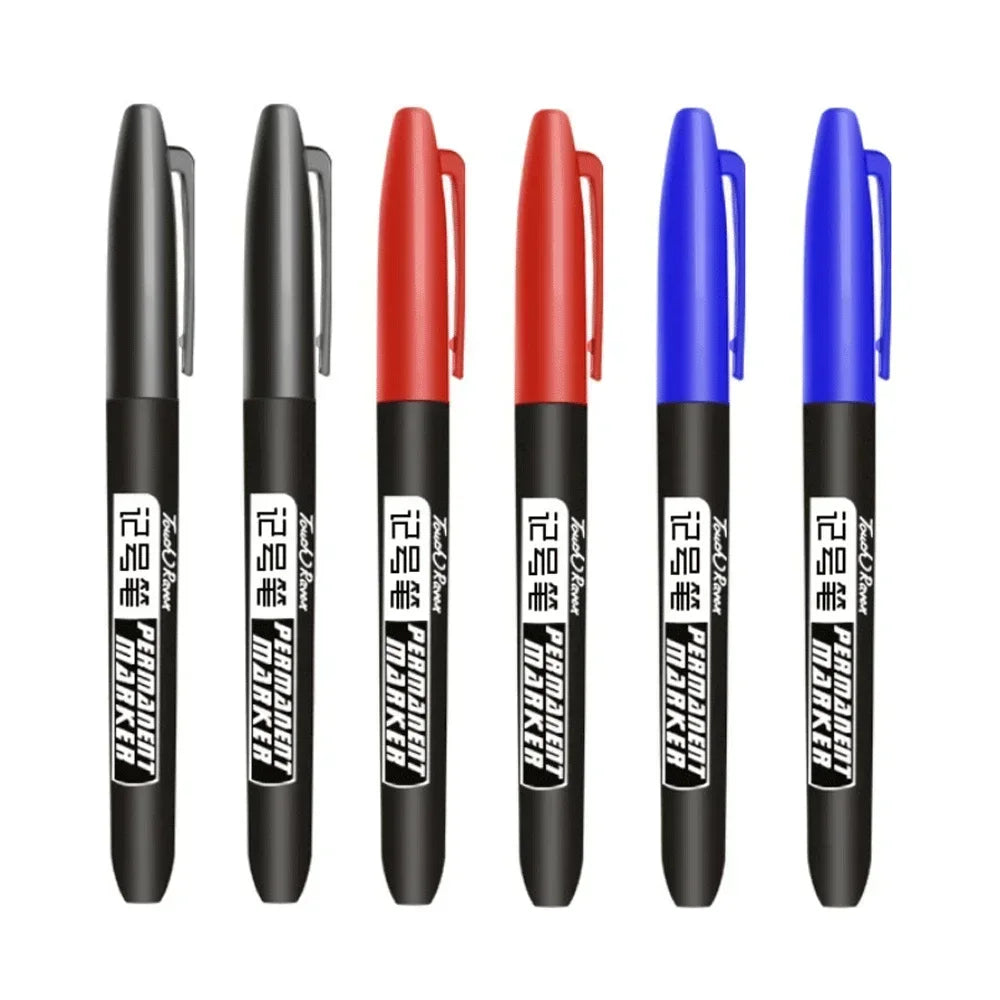 6-20PCs/Set PermanentMarker Pen Fine Point Waterproof Markers Thin Nib Crude Nib Black Blue Red Ink 1.5mm Fine Color Marker Pens