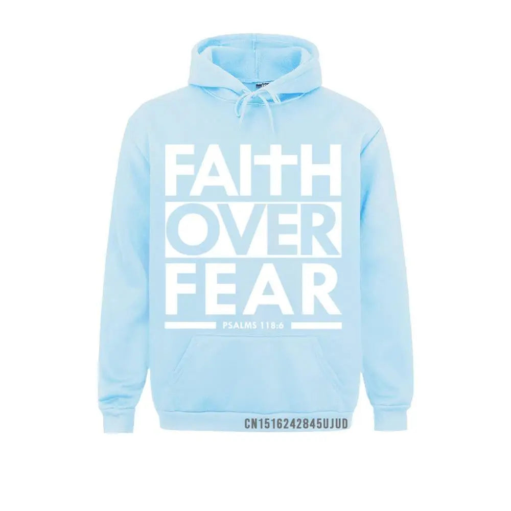 Faith Over Fear Bible Scripture Verse Christian Pullover Hoodie Hoodies High Street Long Sleeve Men Sweatshirts Winter Hoods