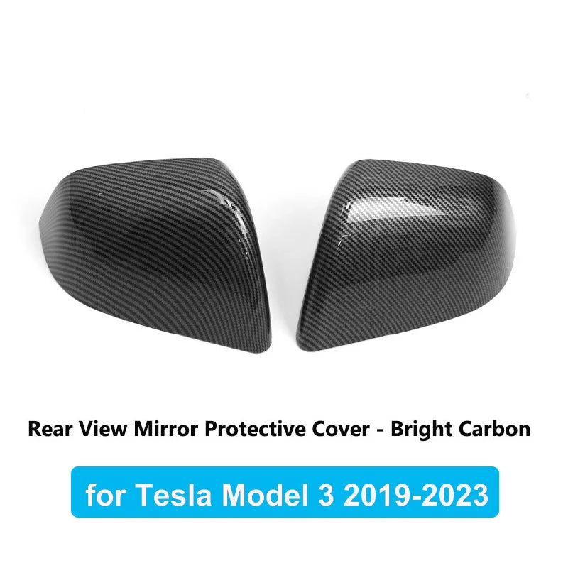 Carbon Fiber Car Rearview Mirror Cover For Tesla Model 3 Highland ABS Rear View Mirror Decorative Shell Auto Exterior Accessorie