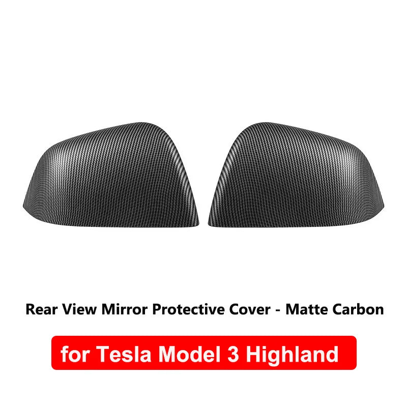 Carbon Fiber Car Rearview Mirror Cover For Tesla Model 3 Highland ABS Rear View Mirror Decorative Shell Auto Exterior Accessorie