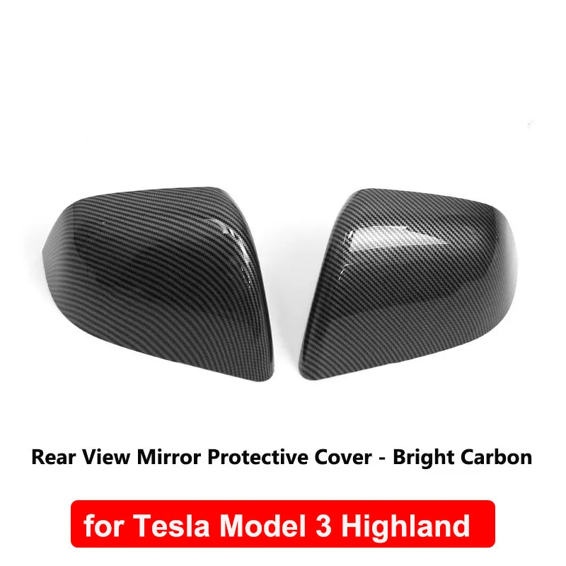 Carbon Fiber Car Rearview Mirror Cover For Tesla Model 3 Highland ABS Rear View Mirror Decorative Shell Auto Exterior Accessorie