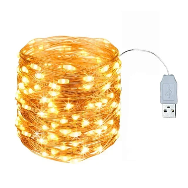 USB LED String Lights Copper Silver Wire Garland Light Waterproof LED Fairy Lights For Christmas Wedding Outdoor Decoration