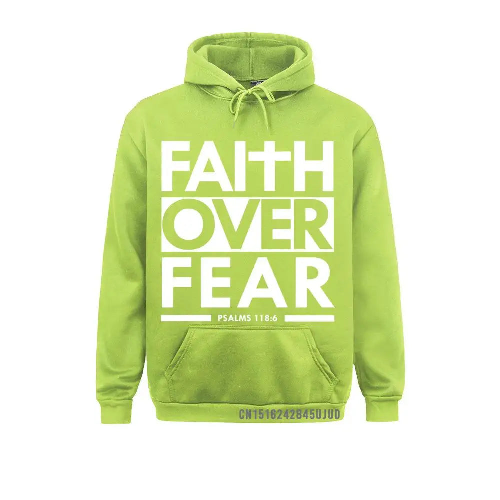 Faith Over Fear Bible Scripture Verse Christian Pullover Hoodie Hoodies High Street Long Sleeve Men Sweatshirts Winter Hoods
