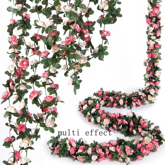 250CM Artificial Rose Flowers for Wedding Home Room Decoration Autumn Garden Outdoor Arch Christmas Rattan DIY Fake Plants Vine