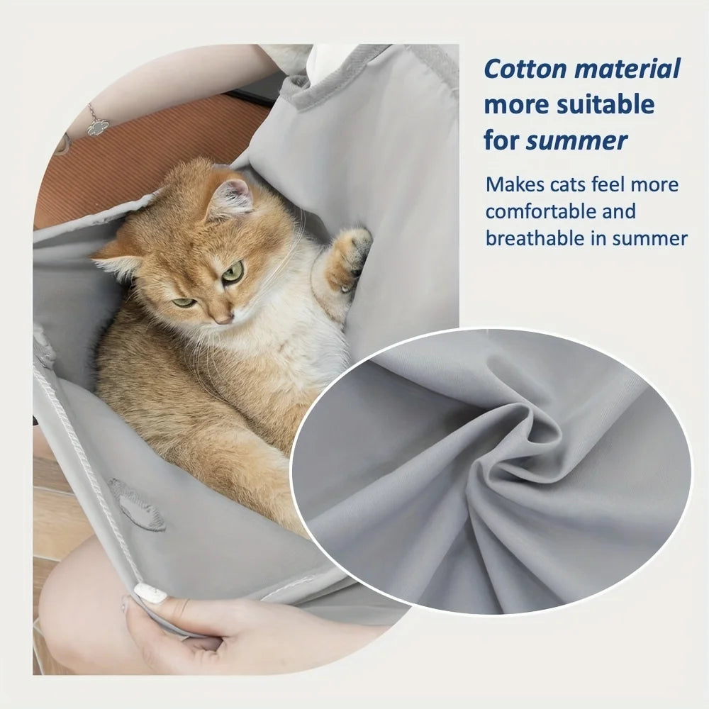 Portable Pet Carrier Pouch,Anti-Scratch ,Comfortable Cat Sling Bag for Outings-Easy Nail Trimming&Ear Cleaning Assistant