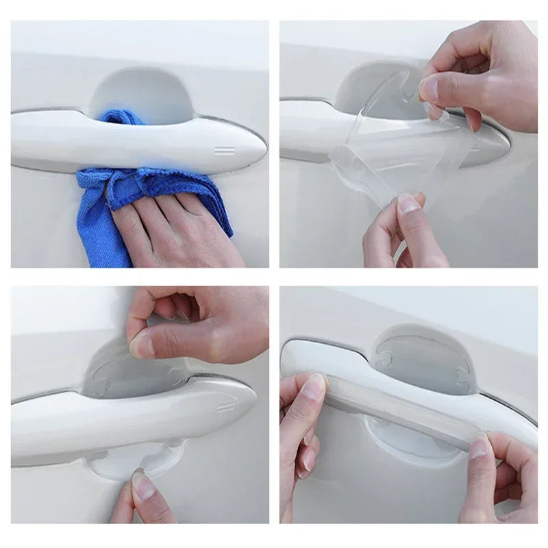 Car Door Handle Bowl Scratch Transparent Stickers Protective Invisible Silicon Rearview Mirror Anti-collision Protection Strip