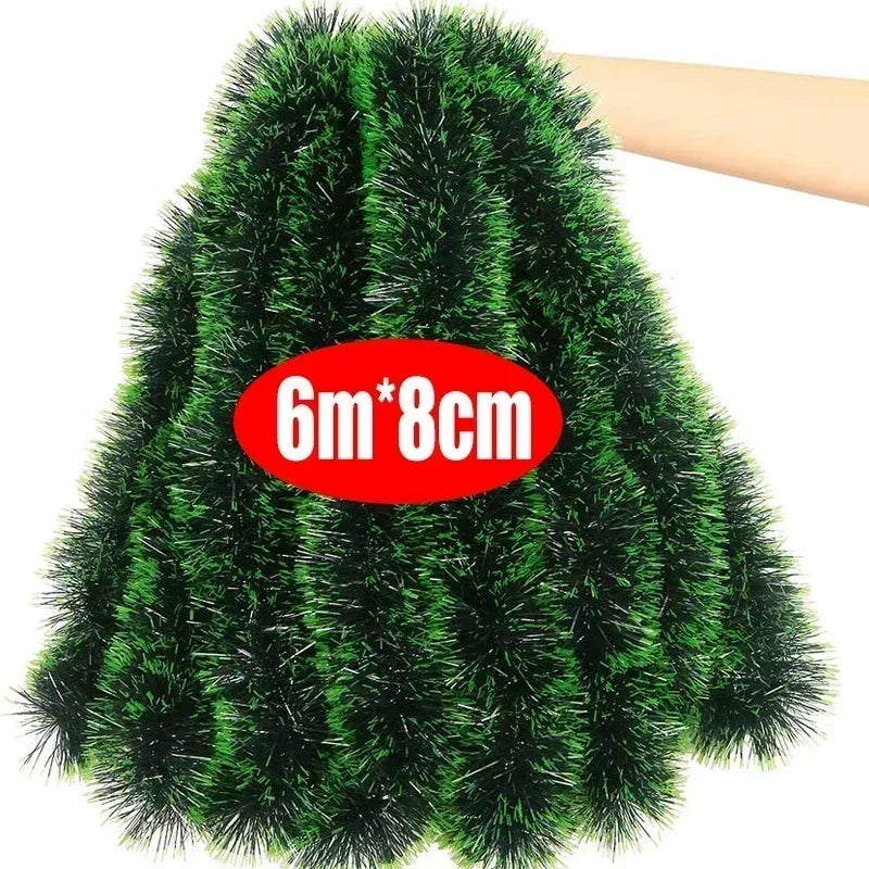2M Wholesale Christmas Ribbon Garland Green Cane Tinsel Ribbons Xmas Tree Hanging Pendent Wreath Ornaments Home Party Supplies