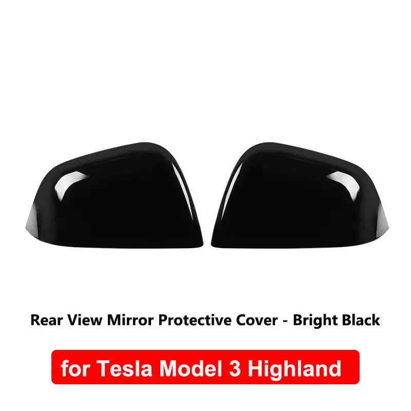 Carbon Fiber Car Rearview Mirror Cover For Tesla Model 3 Highland ABS Rear View Mirror Decorative Shell Auto Exterior Accessorie