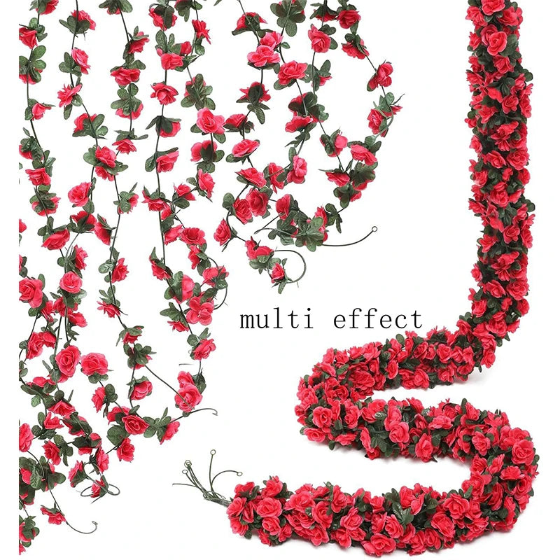 250CM Artificial Rose Flowers for Wedding Home Room Decoration Autumn Garden Outdoor Arch Christmas Rattan DIY Fake Plants Vine