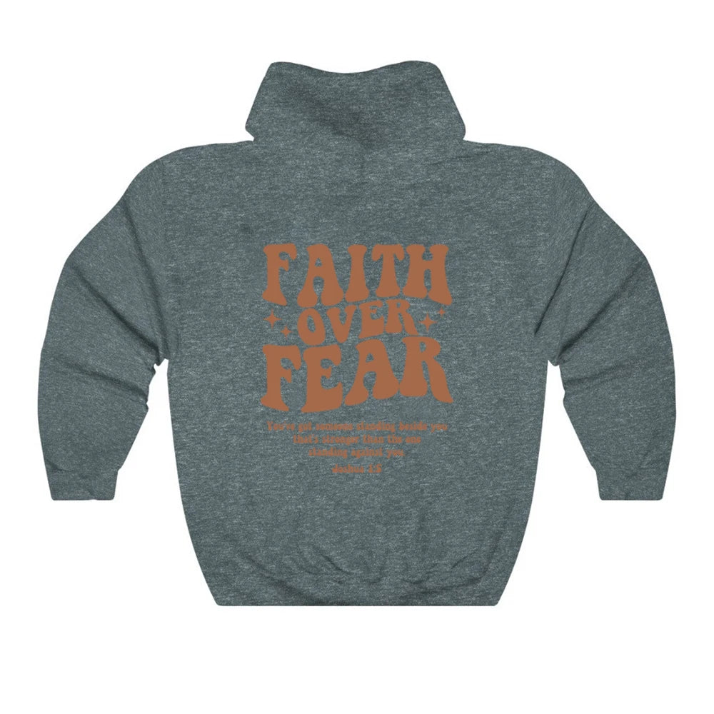 Faith Over Fear Hoodie Christian Sweatshirt Trendy Faith Shirt Cute Religious Hooded Preppy Women Christian Sweater Hoodies