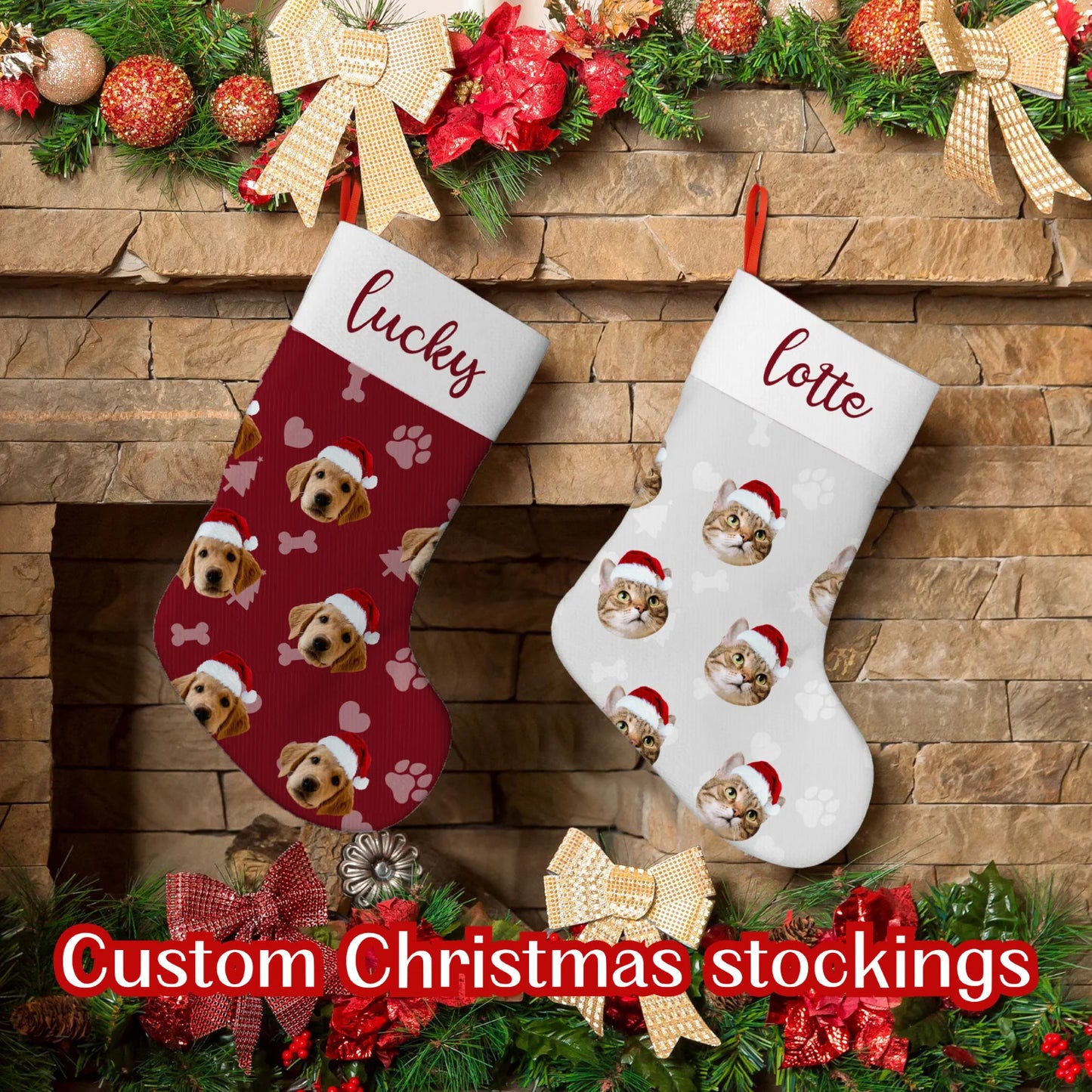 Custom Christmas Stocking 2026 Personalized Name Photo Christmas Socks Gift Bag For Christmas Tree Decorative Pendant