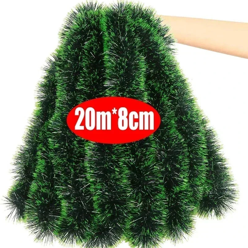 2M Wholesale Christmas Ribbon Garland Green Cane Tinsel Ribbons Xmas Tree Hanging Pendent Wreath Ornaments Home Party Supplies