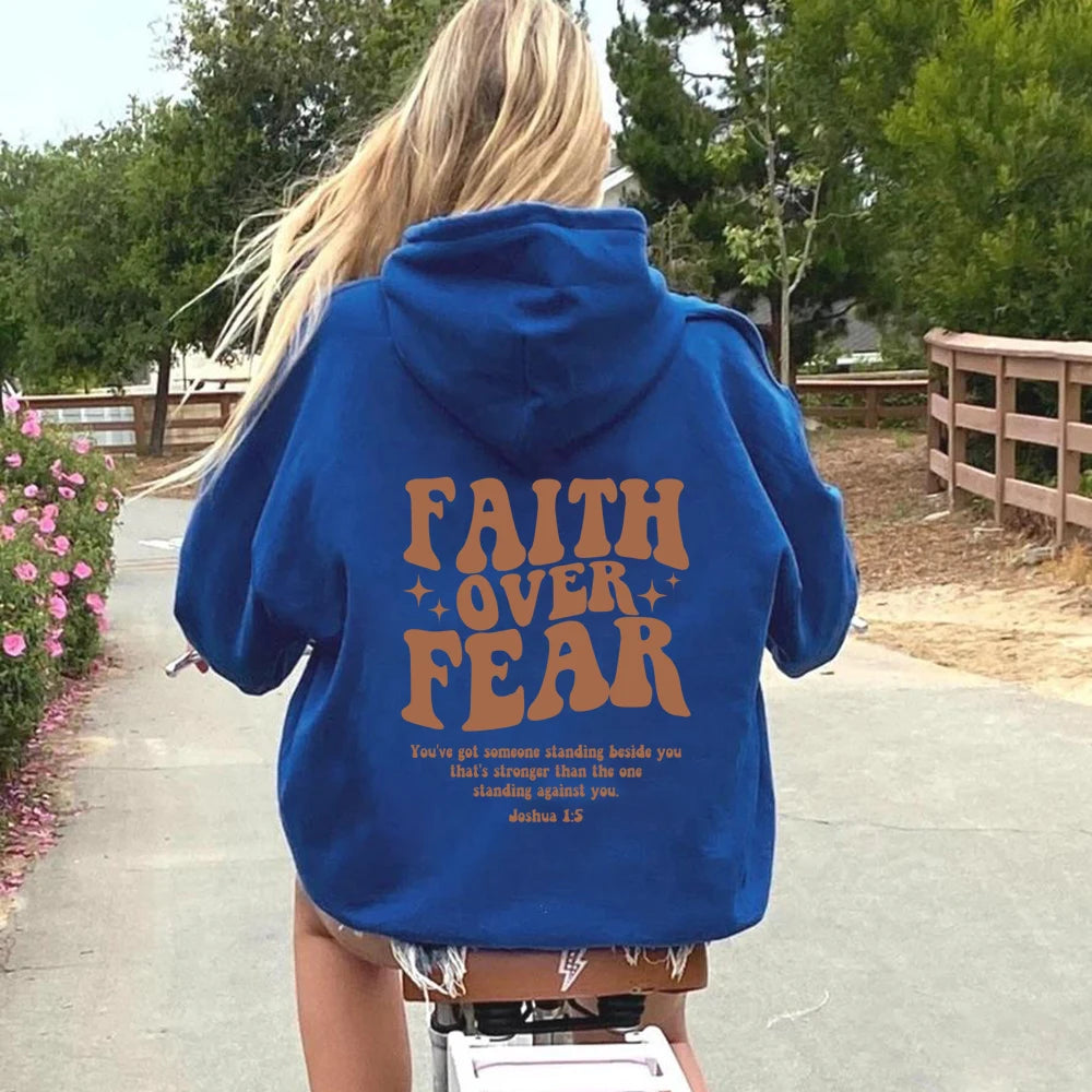 Faith Over Fear Hoodie Christian Sweatshirt Trendy Faith Shirt Cute Religious Hooded Preppy Women Christian Sweater Hoodies