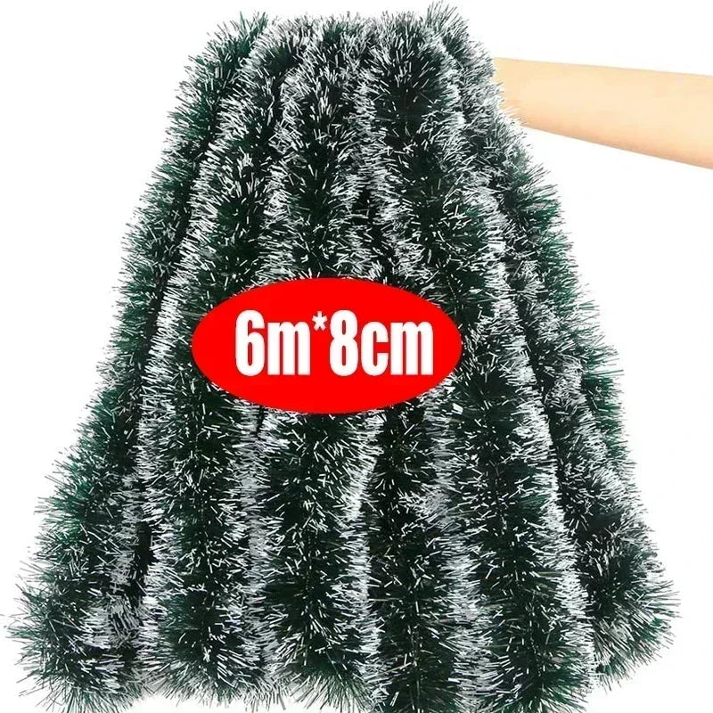 2M Wholesale Christmas Ribbon Garland Green Cane Tinsel Ribbons Xmas Tree Hanging Pendent Wreath Ornaments Home Party Supplies