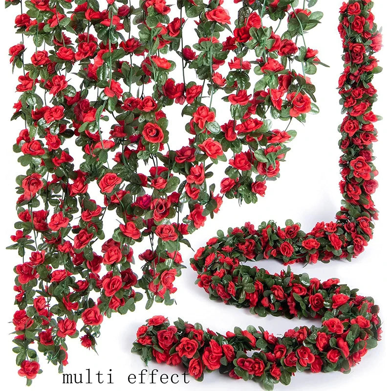 250CM Artificial Rose Flowers for Wedding Home Room Decoration Autumn Garden Outdoor Arch Christmas Rattan DIY Fake Plants Vine