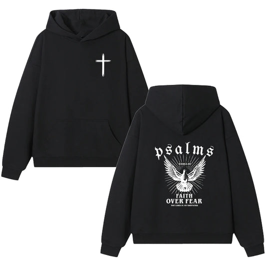 Christian Jesus Faith Over Fear Bible Verse printed Hoodie Men women Fashion Casual Streetwear Sweatshirt Fleece Pullover Unisex