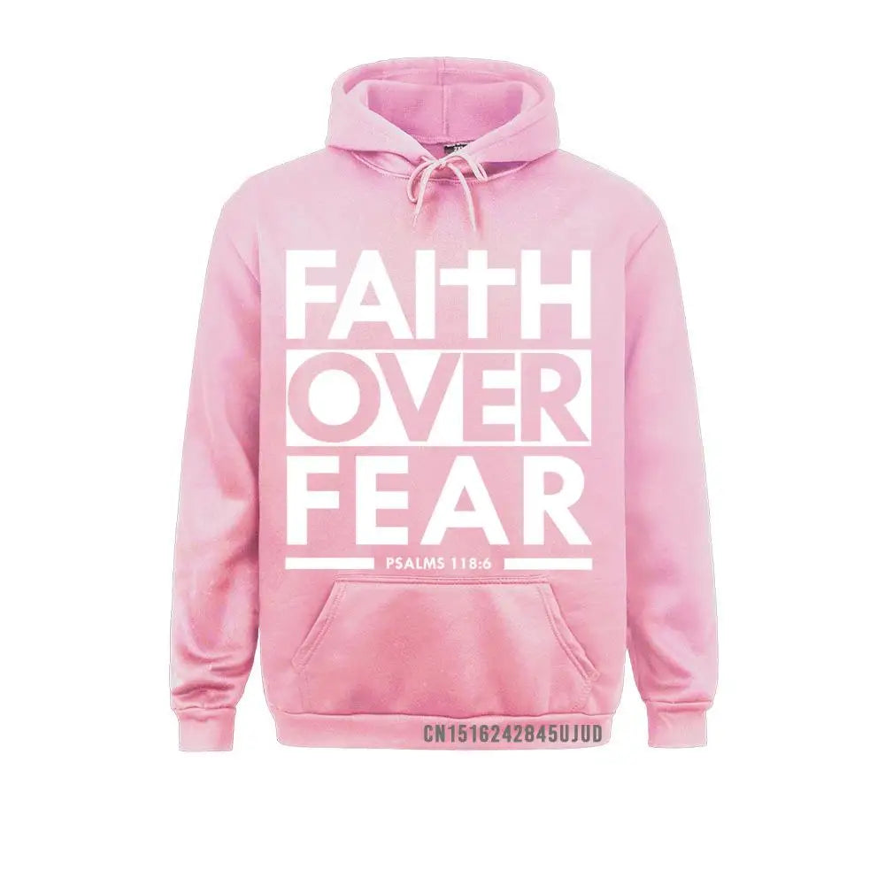 Faith Over Fear Bible Scripture Verse Christian Pullover Hoodie Hoodies High Street Long Sleeve Men Sweatshirts Winter Hoods