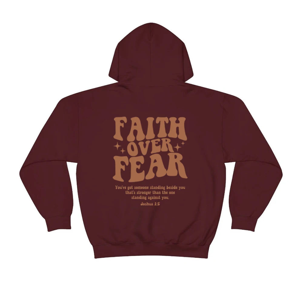 Faith Over Fear Hoodie Christian Sweatshirt Trendy Faith Shirt Cute Religious Hooded Preppy Women Christian Sweater Hoodies