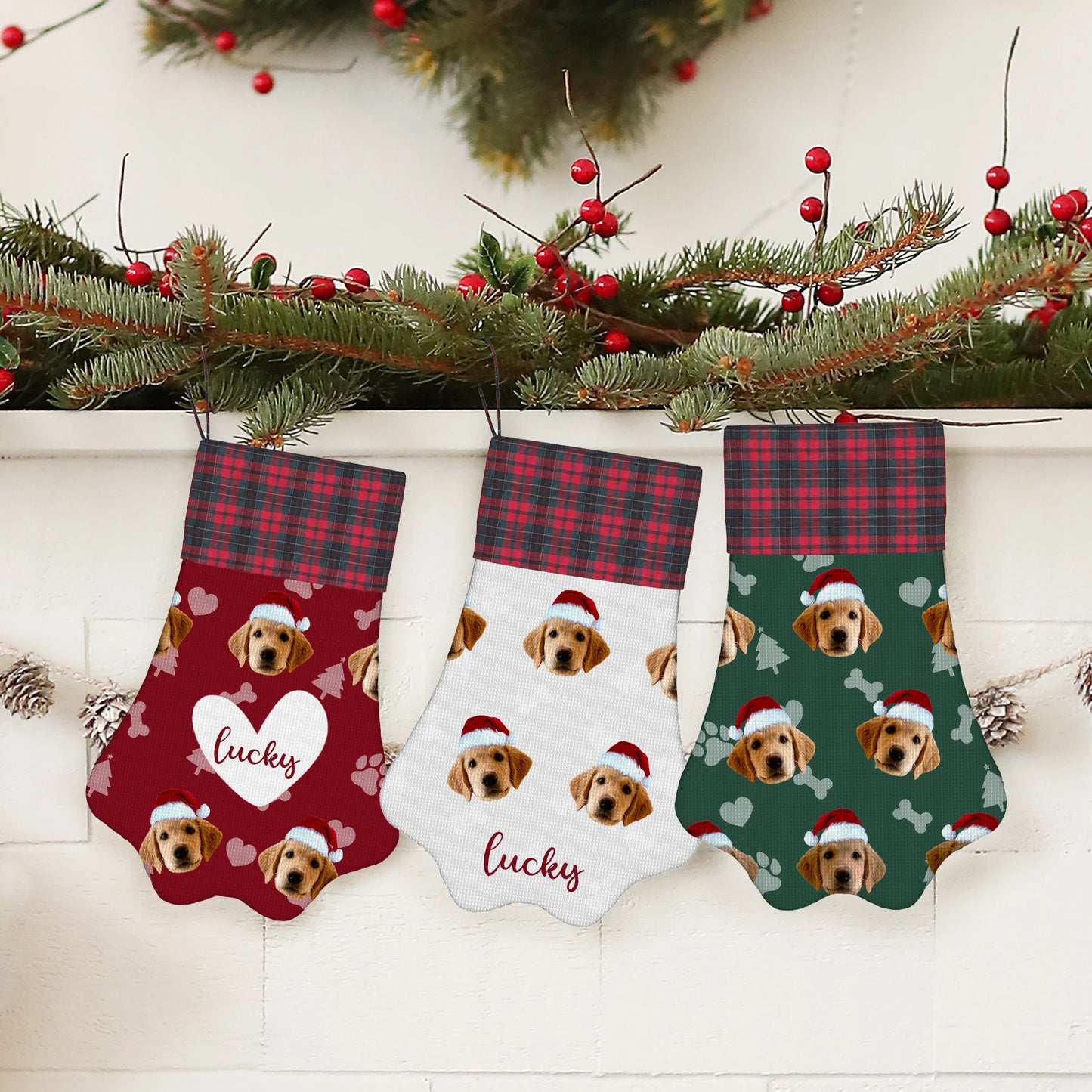 Custom Christmas Stocking 2026 Personalized Name Photo Christmas Socks Gift Bag For Christmas Tree Decorative Pendant