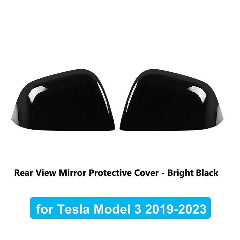 Carbon Fiber Car Rearview Mirror Cover For Tesla Model 3 Highland ABS Rear View Mirror Decorative Shell Auto Exterior Accessorie