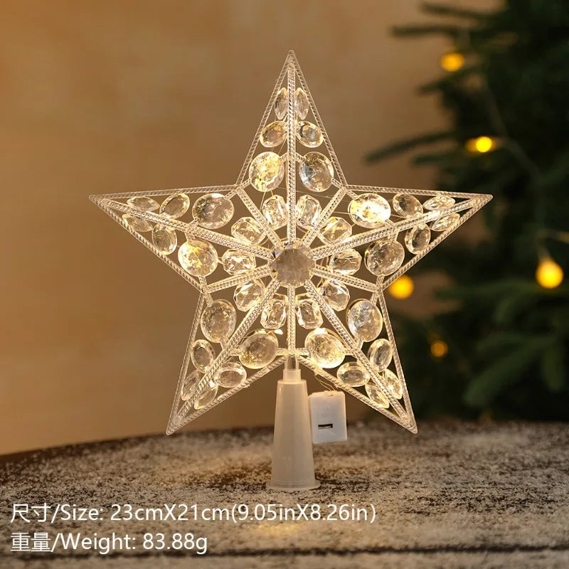 15cm Christmas Tree Decoration Stars Warm White Lights Home Room Decor LED Shining Lamp Xmas Festival TopStar Navidad 1.07in
