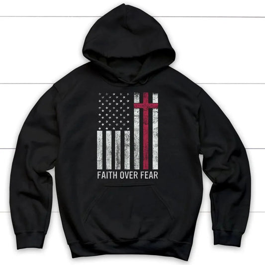 Faith Over Fear USA Flag Christ Hoodie Men's and Women's Long Sleeve Sweatshirt Pullover Tops Sportswear Streetwear Men Clothing