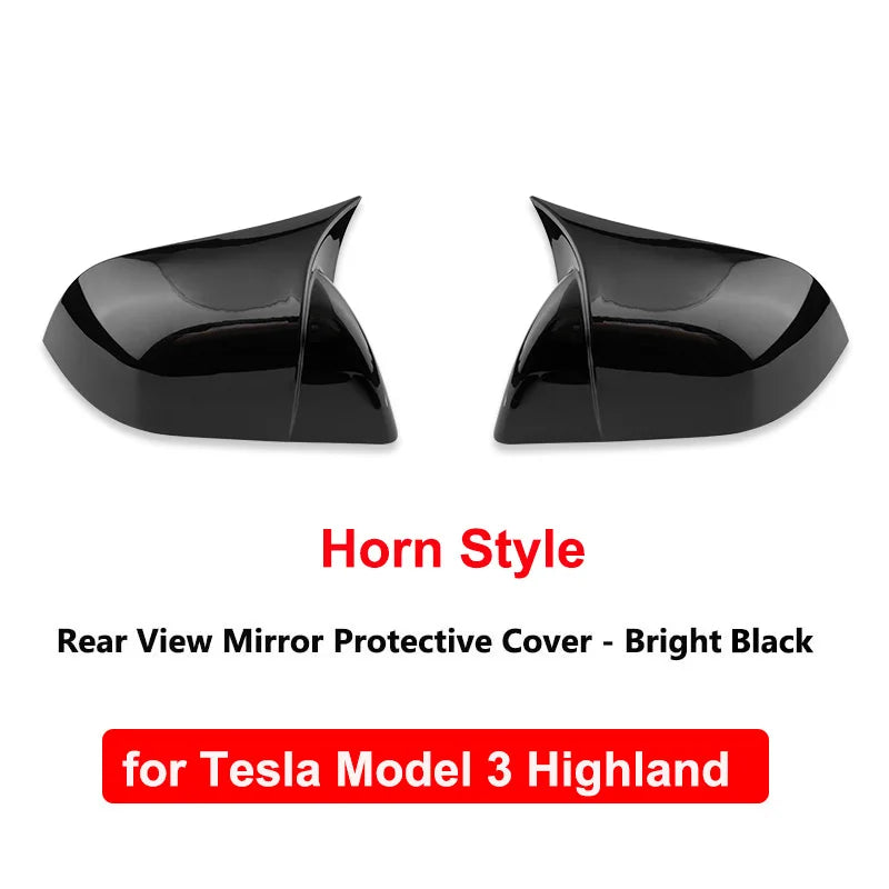 Carbon Fiber Car Rearview Mirror Cover For Tesla Model 3 Highland ABS Rear View Mirror Decorative Shell Auto Exterior Accessorie